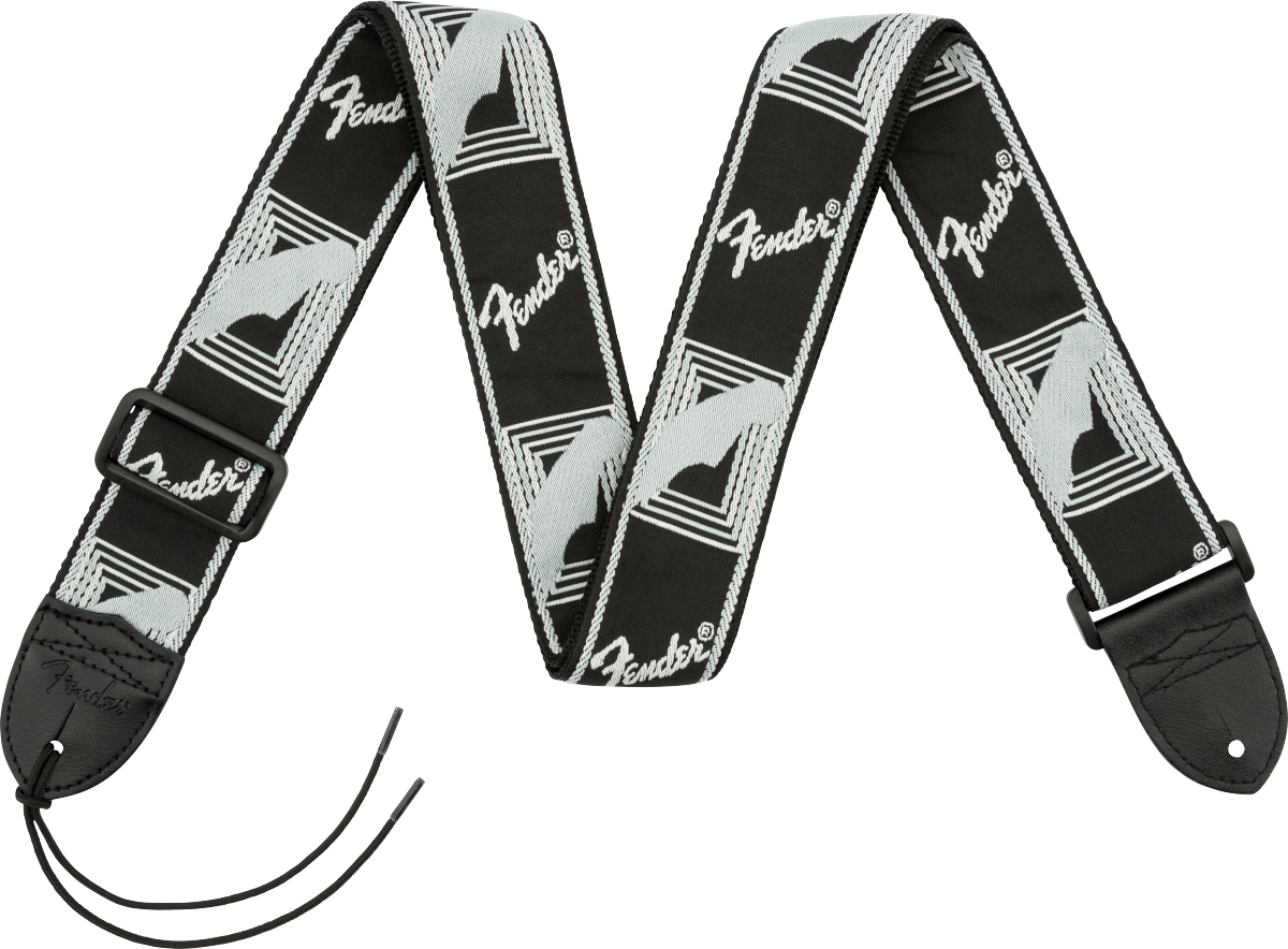 0990681543_merch_frt_001_nr Fender Monogrammed Strap Black Light Grey Dark Grey - immagine 1