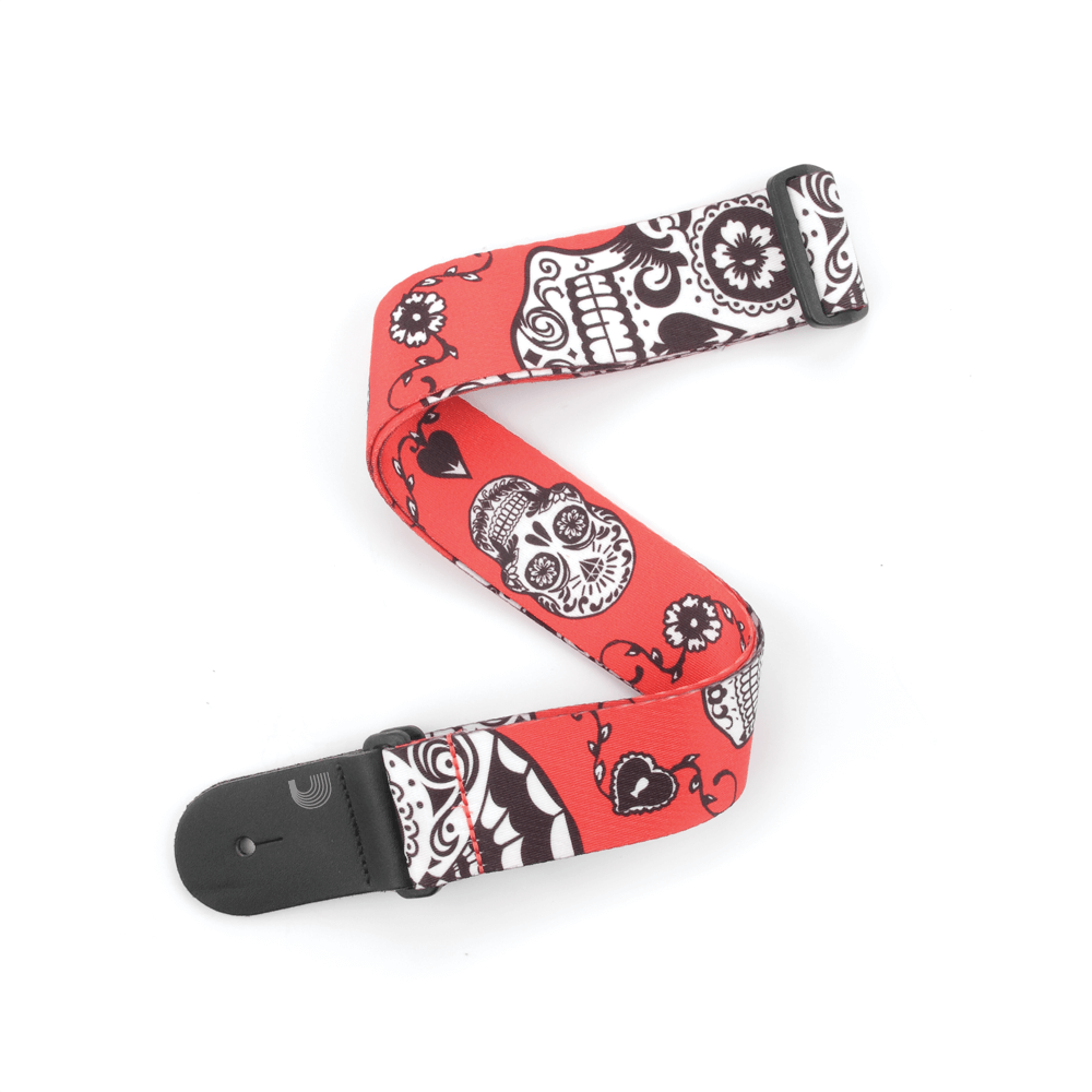 da_t20w1414_main_transparent D'Addario P20W1414 Woven Guitar Strap Sugar Skulls Red - immagine 1